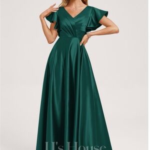 JJs House Emerald Green Satin Maxi Dress